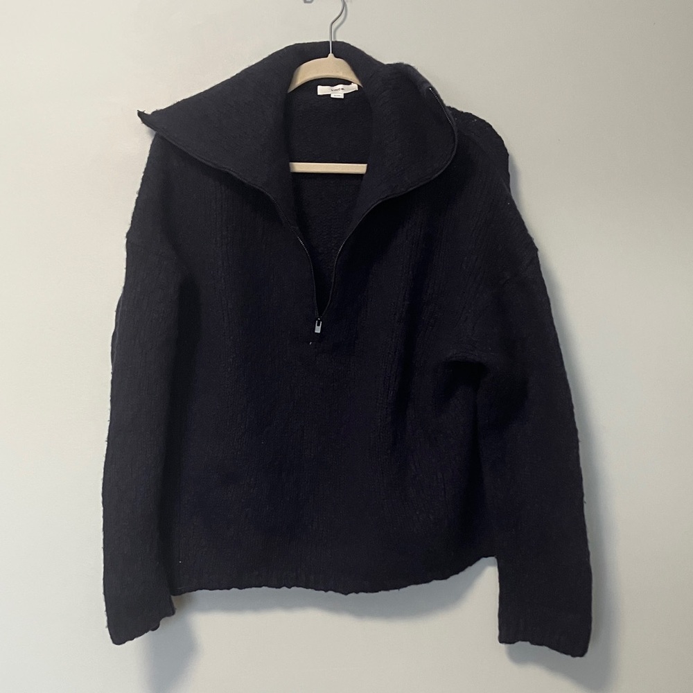 Vince Wool Blend Half Zip Pull-over Navy Sweater